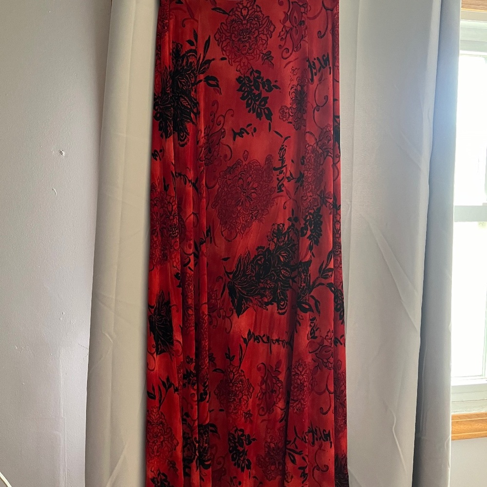 Red and black Chico’s maxiskirt